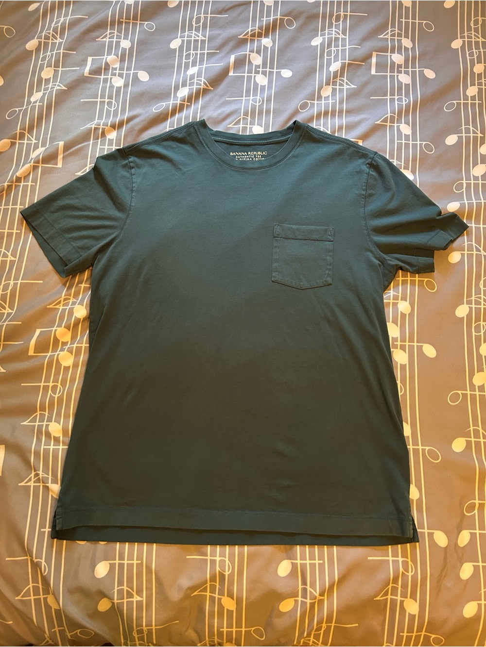 Banana Republic Dark Green-Blue Pocket Crew T-Shirt